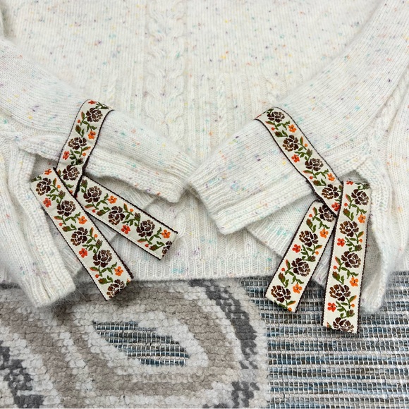 Lauren Hansen Lambswool Blend Open Ribbon Cuff Turtleneck Sweater Size Large - Picture 3 of 7